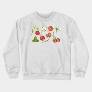 Vintage Strawberries Strawberry Flower Cottagecore Crewneck Sweatshirt